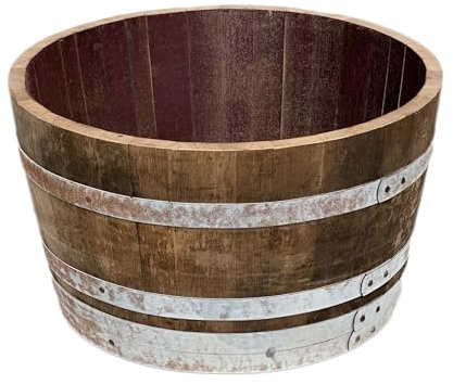 Temesso Demi-tonneau de vin en Bois de chêne - Bac à Fleurs ou Mini étang - Rustique (sans Extras)