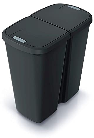 KEDEN 45L Black Trash Can with 2 Independent Lids.