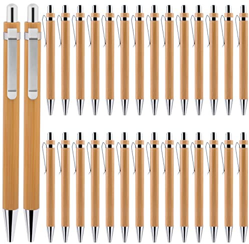 Delamiya Kugelschreiber Set, 30er kugelschreiber Hochwertig, Bambus Kugelschreiber, Schreibgerät, für Schreiben, Journaling, Schule, Bürobedarf, Abschlussgeschenk