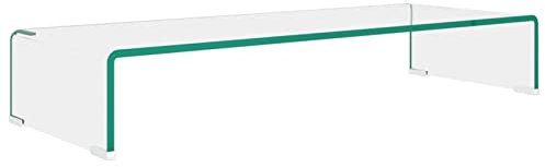 Gecheer TV-bord skärmhöjning monitor glasfäste fäste fäste monitorhöjning TV piedestal monitor fäste höjning glas transparent 80 x 30 x 13 cm