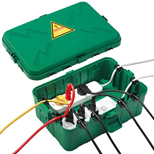 Wasserdichte kabelbox,IP54 wasserdicht wetterfeste Elektrobox,Outdoor kabel safe box zum Schutz von Steckdose,Zeitschaltuhr,Urlaubslicht-Steckerschutz aussen32x22x13cm-Grün