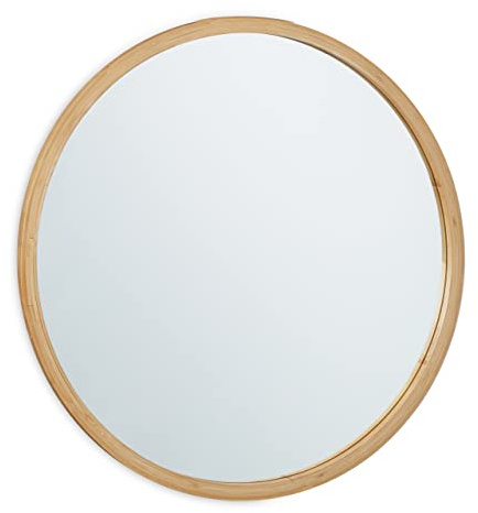 Relaxdays Miroir Mural Rond, Cadre en Bambou, décoration, diamètre : 61 cm, pour Salle Bain, Dressing, entrée, Nature
