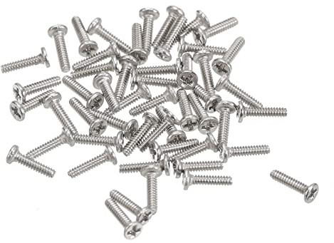 uxcell M1-0.25 x 4mm 50Pcs Flat Round Head Screws 304 Stainless Steel Phillips Drive Machine Screws Hardware Fastener for Furniture Connection
