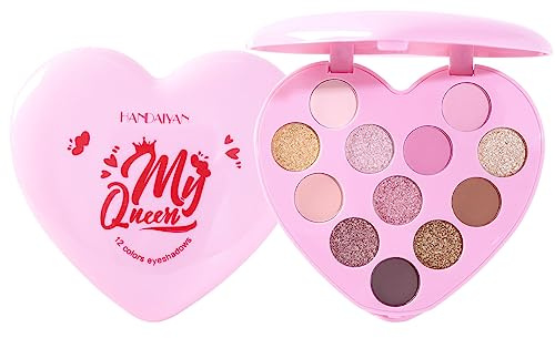 Sombras de ojos en forma de corazón amoroso 12 parejas de colores claros cuentas destacas sombras de perfil de color brillante rojo lindo paraíso cosmético de niña (Rosa)