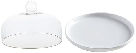 FELTECHELECTR Piatto Coperto per Alimenti con Cupola Trasparente 6 Pollici in Vetro per Esposizione Frutta Dessert Snack Casa e Ristorazione Stile Casuale