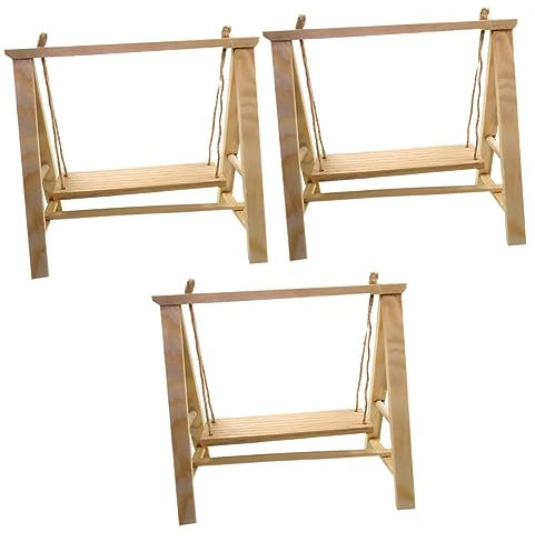 YARNOW 3stücke Mini Schwing-Ornament Aus Holz Für Puppenhaus Kreatives Gartenmöbel-Set Für Dekoration Und Gestaltung Langlebig Und Stabil Ergänzung Für Ihre Miniaturwelt