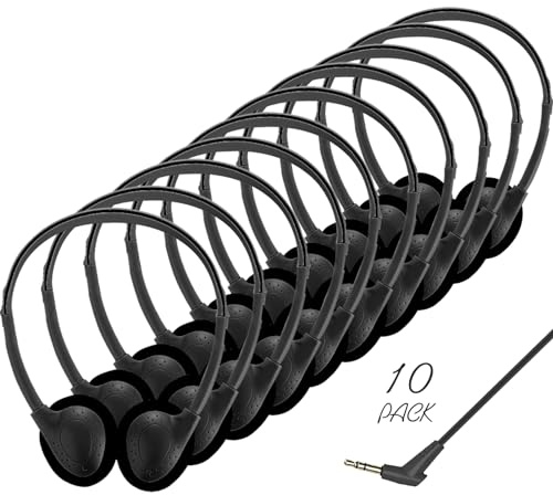 Ladont Kids Headphones Bulk for School Classroom 10 Pack, Wired On-Ear Classroom Headphones for Students Children Toddler Boys Girls Teen(Black)
