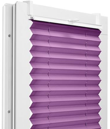 Fenster DEKOR - Plissee Klemmfix ohne Bohren Breite 100 cm x Höhe 200 cm - Fenster Plissees innen Violett - Faltrollo Blickdicht - Faltrollos einfach zu montieren - Blissett Rollo