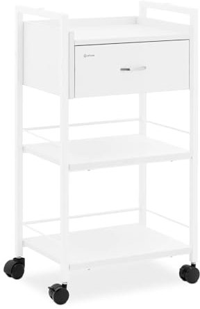 Physa Physa CT-6 Kosmetikwagen 1 Schublade 3 Ablagen zu 470 x 330 mm, max. 65 kg, Stahl/MDF/Kunststoff weiß 4 Rollen Arbeitswagen Kosmetik-Beistellwagen Salon-Trolley