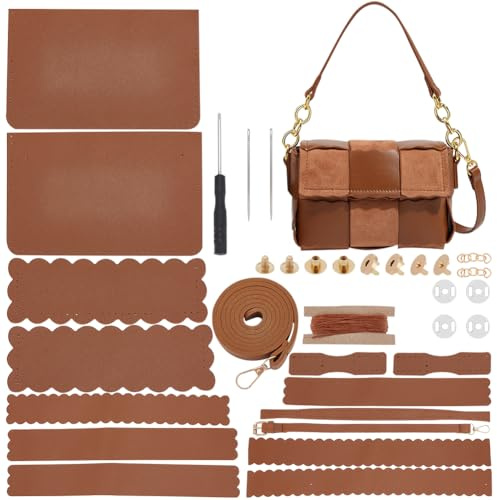 WADORN Kit di fabbricazione di borse fai da te, kit di fabbricazione di borse in pelle di PU, set di fabbricazione hardware borsa a tracolla, kit di punti borsa, cammello