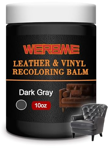 WERBME Pâte Réparatrice Cuir, Gris foncér, 280g, Restaurateur de Couleur Cuir pour Rayures et Décolorés, Kit de réparation pour Cuir pour Réparations et mises à Jour de Meubles, Canapés