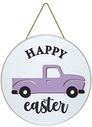 Osterkranz mit Ostereiern und Langen Hasenohren -Hängeschild aus Holz, Häschen, Willkommenstür, rustikales Osterkranz-Schild aus Holz für Haustür, Kranz Frühling Ostern Dekoration (White, One Size)
