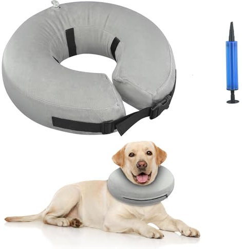 Halskrause Hund,Verstellbares weiches und bequemes Hundekragen Leckschutz,Aufblasbare Halskrause für Hunde mit Schnellverschluss,Verhindern Sie das Berühren und Lecken von Wunden bei Haustieren