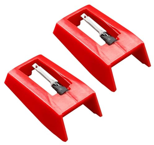 GLADFRESIT Record Player Needles 2PCS Turntable Compact Durable Replacement Stylus Needle for Vintage record player Red