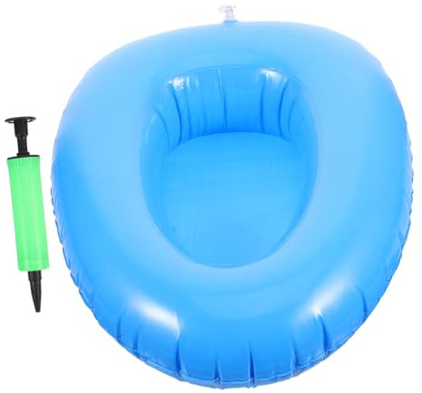 Padella per Bisogni Corporali Gonfiabile in Pvc Blu, Portatile | Degenti e Adulti, Bordo Liscio, Pieghevole e Facile da Trasportare, Ideale per Viaggio e Campeggio