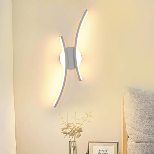 DELIPOP Wandleuchte LED Innen, 20W 2500LM Modern Design Wandlampe Innen Weiß LED Wandleuchten Für Schlafzimmer Wohnzimmer Flur Treppenhaus, Warmweiß 3000 K