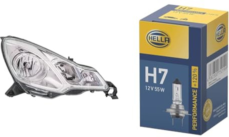 Hella Glühlampe-Hauptscheinwerfer - für u.a. Citroën C3 II (SC_) - chrom - für Rechtsverkehr - rechts & Halogen-Glühlampe - H7 - Performance + 120%