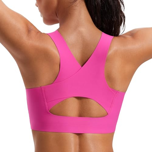 CRZ YOGA Flex Sculpt Racerback Sport-BH för kvinnor - U-ringad vadderad med medelhög effekt bygelfri tränings- och gymtop Hibiscus Purple M