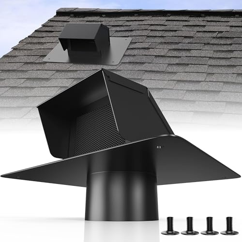 4 Inch Roof Vent Cap - Heavy Duty Steel Removable Roof Vents with Back-Draft Damper, Roof Vents for Houses Attic,Kitchen Range Hood,Dryer and Bathroom, Roof Exhaust Vent for Ventilation System