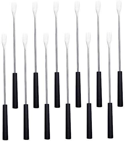 djgkENVQ Dinner Forks, 12pcs Chocolate Fondue Fork Stainless Steel Kit: Fondue Forks for Roasting Marshmallows & Fruits Exquisite Forks Kitchen Fondue Forks Handle