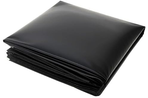 Schwarze Gummi-Koi-Teichfolie, 0,2 mm dick, flexible und wasserdichte HDPE-Gartenmembran mit robuster Unterlage, undurchlässige Plane für Teichschutz (1 x 8 m)