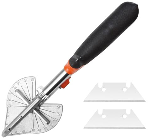 Tijeras de inglete de precisión – Cortaingletes ajustables, tijeras de inglete multiángulo de 45 a 135 grados | Tijeras multifunción con 2 cuchillas de repuesto para cortar madera blanda, PP, PVC