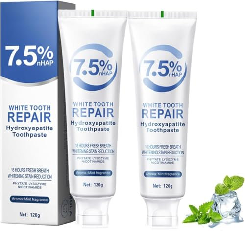 Hydroxyapatite Toothpaste for Enamel Protection,7.5% Hydroxyapatite Enamel Care Toothpastes,Fluoride-Free Formula with Gentle Mint, for Sensitive Teeth,Daily Protection, Long-Lasting Fresh Breath