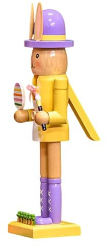 Wooden Nutcracker Decoration,12-Inch Wooden Easter Bunny Nutcracker Decor | Friends Family Collectible Figurine Tabletop Centerpiece for Bedside, Bookshelf