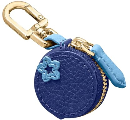 Kotkiddy Sweet Leather Bag Charm Y2K Keychain with Zipper School Girl Handbag Charm Aesthetic Accessories (Blueberry)