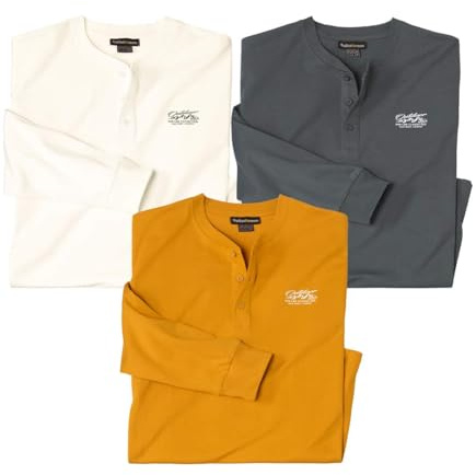 ATLAS FOR MEN - 3er-Pack Henleyshirts Outdoor - 5XL