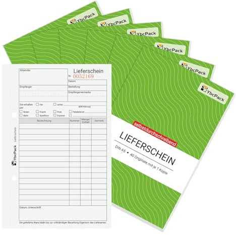 YBCPACK Lot de 6 livres de livraison DIN A5 - Autocopiants - 2 × 40 feuilles par bloc, bloc de bons de livraison avec rabat coloré pour le bureau, l'expédition