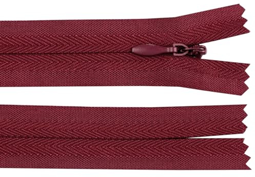 cyclingcolors 2x Cerniera invisibile N°3 20 cm – chiusura lampo in poliestere con cursore, estremità aperta, per cucito sartoria abbigliamento giacche cappotti – bordeaux