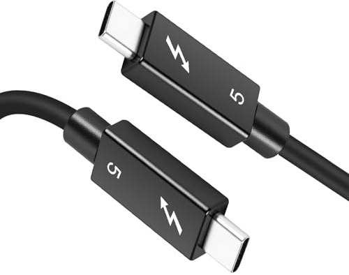 Thunderbolt 5 Kabel, Ultra High Speed 80Gbps USB C Thunderbolt 5 Kabel mit 240W PD Schnellladen, 16K/8K Display Thunderbolt 5 Cable für MacBook, Laptop, Monitor, Dockingstation & USB-C Geräte(0,5m)