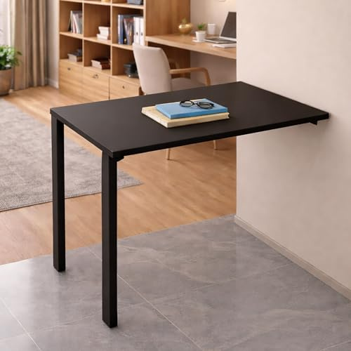 SOFACHEN Tavolo Pieghevole Salvaspazio a Muro, Moderno Tavolo Lavoro Pieghevole, Scrivania Pieghevoles A Muro per il soggiorno, la sala da pranzo, la roulotte, piccoli spazi(Black)