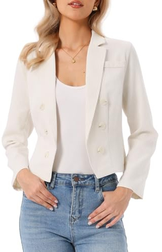 Allegra K Mujer Blazer de Rayas Solapa de Muesca Abierto Chaqueta Casual