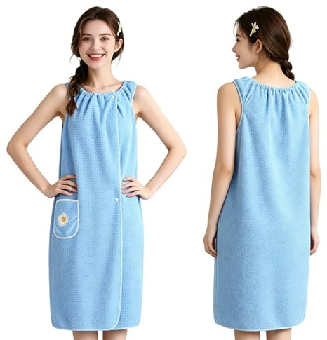 TOHYKO Batas de baño portátiles, Bata de Sauna para Mujer con Bolsillos, pequeña Falda, Toalla de Sauna de algodón, Ideal para Viajar a la Sauna, el Gimnasio, la Playa y la Piscina.