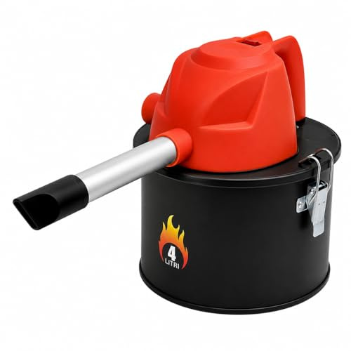 Lemag srl Mini Aspiracenere e Soffiatore 2 in 1 600W 4L Portatile per Stufe a Pellet BBQ Camino con Becco Alluminio 23 cm