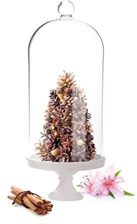 Sendez - Campana in vetro con piatto in porcellana, decorazione da tavolo, 30 cm