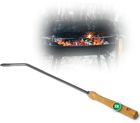 3x Stocheisen mit Holzgriff Schüreisen Schürhaken Glutkratzer Kaminzubehör Kaminbesteck Feuerhaken Aschenkratzer (3, Stocheisen)