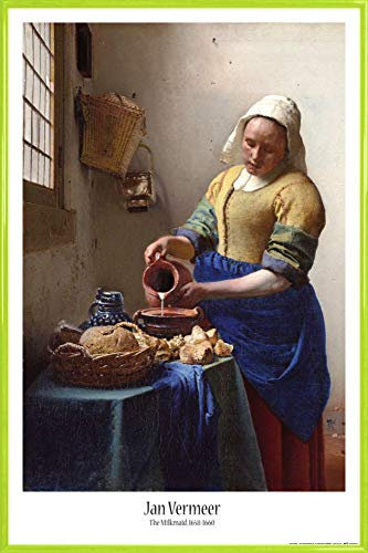 1art1 Johannes Vermeer Cartel con Marco (Plástico) - La Lechera, 1658-1660 (91 x 61cm)