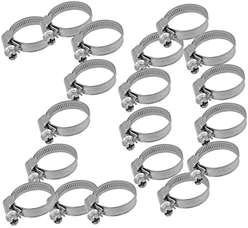 MegaHaustechnik 20 Stück Schlauchschelle aus Edelstahl VA, Spannbereich 16 bis 27mm 3/4 Zoll Schlauch-Außendurchmesser, mit 9mm Bandbreite, einstellbar Klemmschelle, Binder Wasser Gartenschlauch