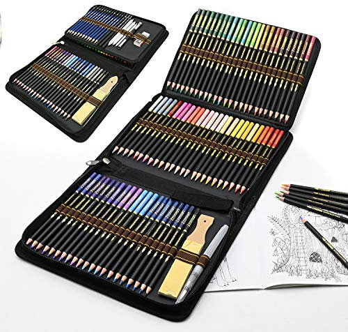 Lápices acuarelables profesionales, 96 Pieza Set de Dibujo Artista Kit con Lapices de Colores, Lápices de Dibujo y Bosquejo Material de dibujo, Ideal para Artistas, Adultos
