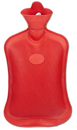 Relaxdays 2 Bolsas Agua Caliente sin Funda, Duraderas, Botellas Térmica Seguras, Bolsitas Cama Calor 2 L, Caucho sin Olor, Rojo