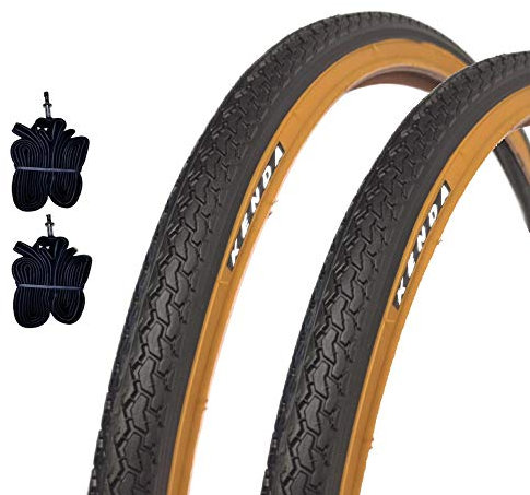 2 Reifen Kenda 26 x 1 3/8 (37-590) + Luftkammern Straßenreifen schwarz für Citybike Vintage