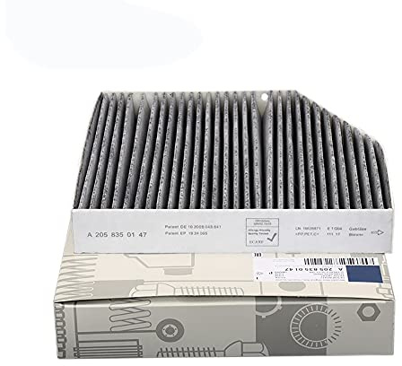 Auto-Luftfilter Innenraum-Aktivkohle, weißer Seidentuch Innenraumfilter Ersatz für C-Klasse W205 A205 C205 S205 2013-2019 Modell (schwarz)
