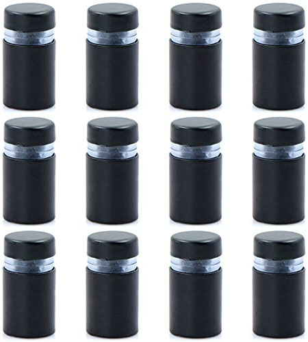12pcs Werbeschraube Werbung Schraube Glas-Abstandshalter - Schraubabstandshalter, Schilder Abstandshalter, Schilderhalter Abstandschrauben Abstandshalter für Glases, Edelstahl (Mattschwarz 12x20mm)