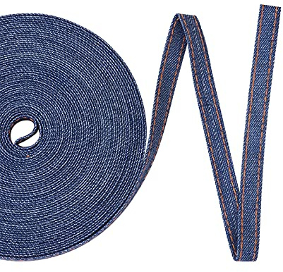 Pandahall 10,9 meter stygn denim band denim band tyg 0,4 tum breda denimremsor för hantverk pannband kläder jeans rosetter och sömnad dekorationer
