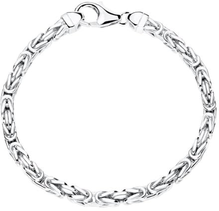 JEWLIX Armband Königskette 925 Silber rhodiniert 4mm KA0040-RH (23cm)