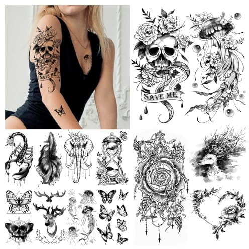 Fake Tattoos, Temporäre Tattoo Zum Aufkleben Frauen | Wasserfest, Damen Tattoos Erwachsene, Make-up Tattoo, Karneval Fasching Deko, Festival Accessoires