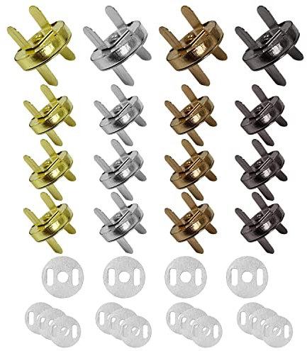 ZWZNBL 16 Stück magnetische Druckknöpfe, Metall, Silber, Rotguss, Bronze, Gold, 14 mm & 18 mm, Round, Multifunktional für DIY, Kleidung, Verpackung & Scrapbooking